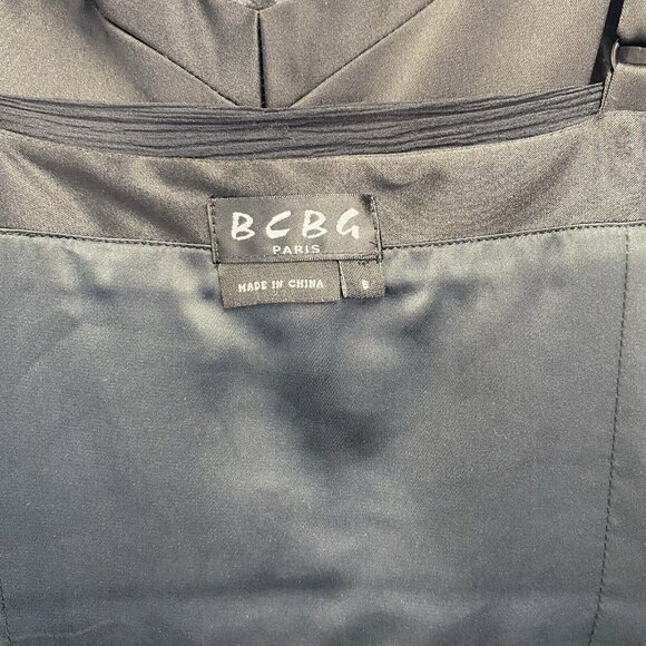 BCBG Paris Adjustable Straps Body Con Lined Dress Women Sz 6 Black Side Zipper - Picture 5 of 16